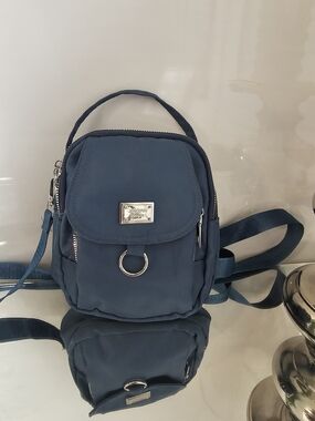 Jingpin Structured Blue Mini Backpack with Ring Accent
